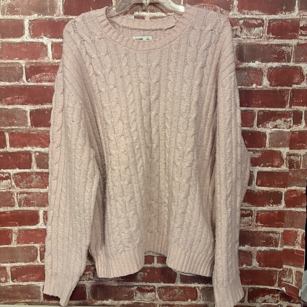 Hollister Light Pink Cable Knit Sweater